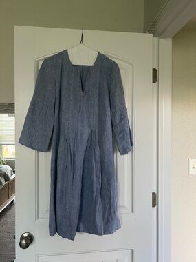J. Jill Light Blue Linen Dress (knee length)